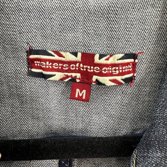 Makers Of True Originals Womens Blue Distressed Button Denim Jacket Sz M FLAW - Picture 5 of 10